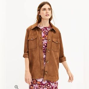 Loft faux suede shirt jacket | brown